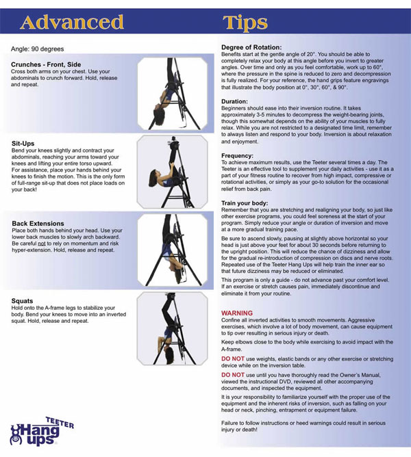 Teeter Hang Ups Comparison Chart