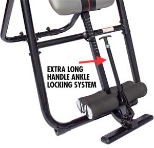 Long Easy-Reach Handle on Ankle Locking System for Inversion Table