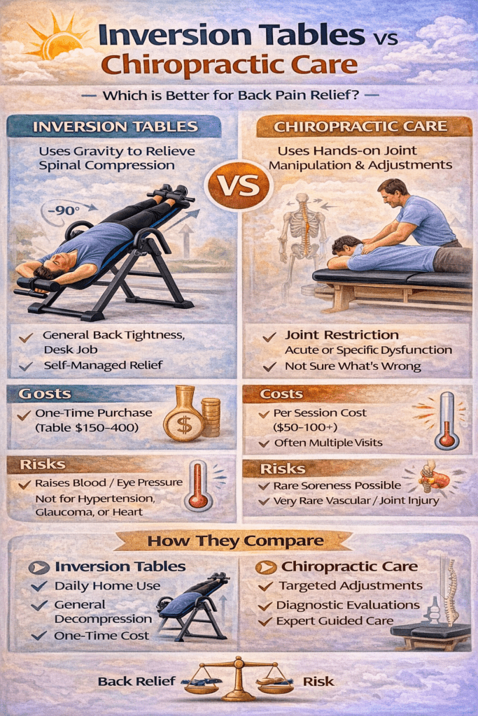 Infographic - Inversion Tables vs Chiropractic Care - How They Compare