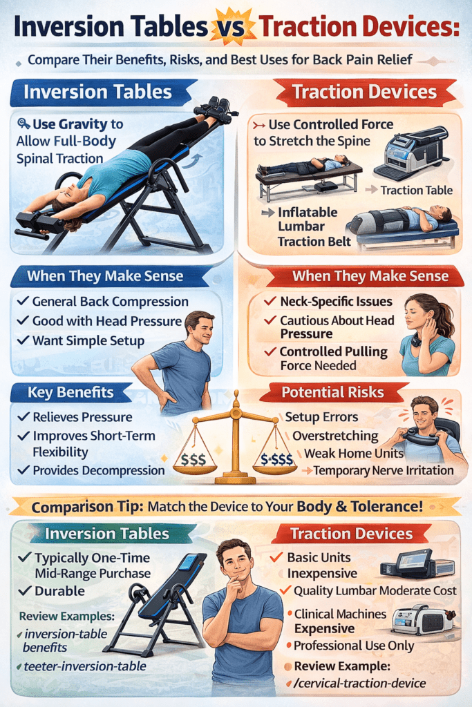 Infographic - Inversion Tables vs Traction Devices - Which is Better?