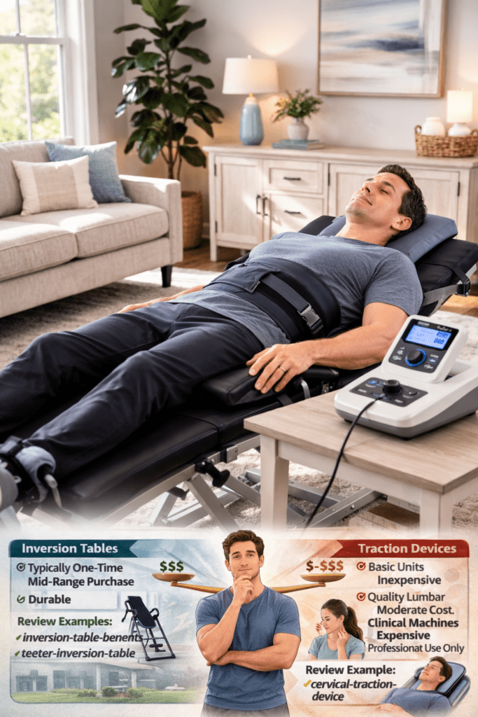 Man laying on Traction Table