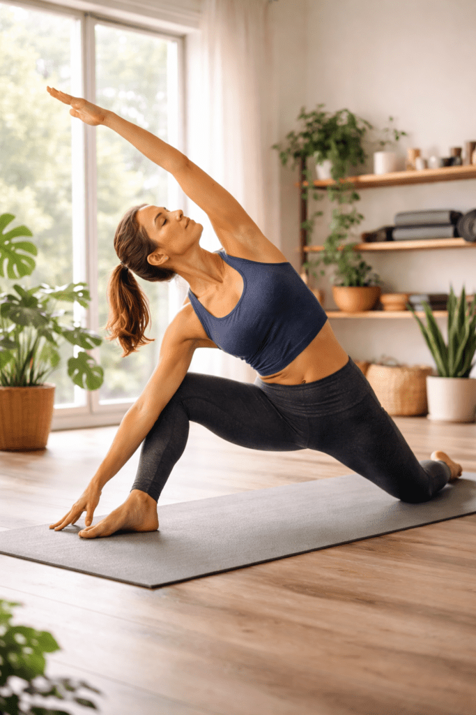 Woman Practicing Yoga in a Studio